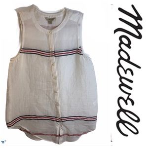 Madewell white and striped tank top 4th of July